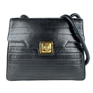 CHANEL Black Leather Shoulder Bag